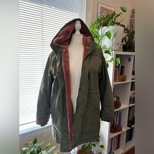 The cutest anorak with the softest pink faux fur lining!